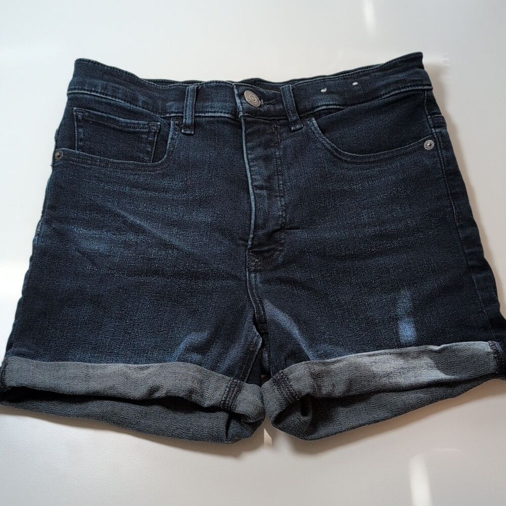 Express Denim Perfect Cuffed Shorts Dark Blue Stretch Women's Size 4